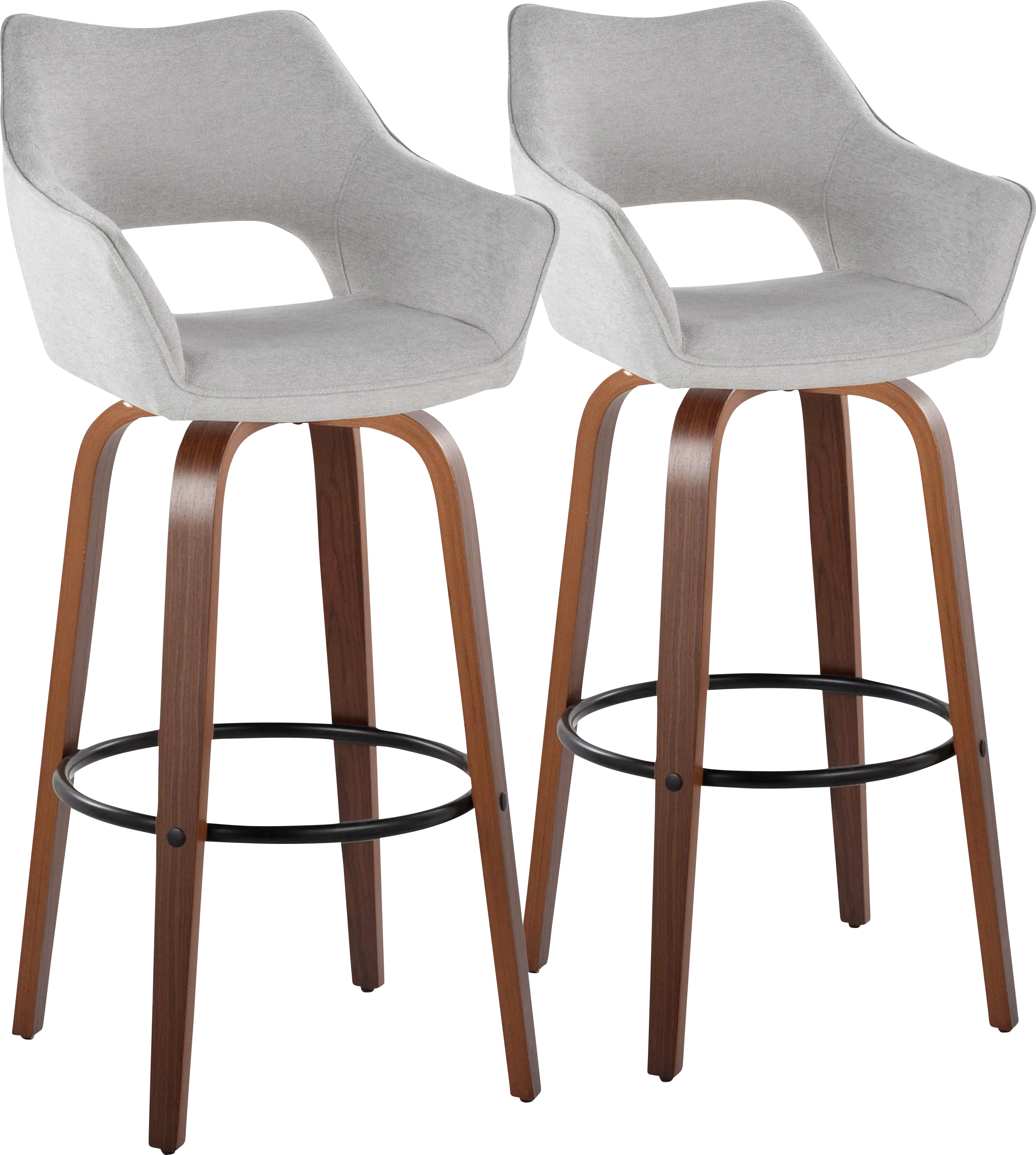 Ovur II Gray Swivel Barstool, Set of 2 - Thumbnail - Image 1