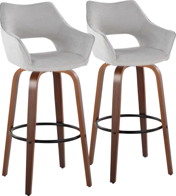 Ovur II Gray Swivel Barstool, Set of 2