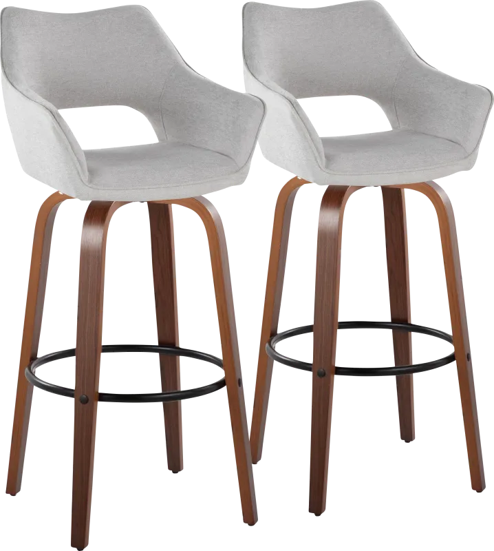 Ovur II Gray Swivel Barstool, Set of 2
