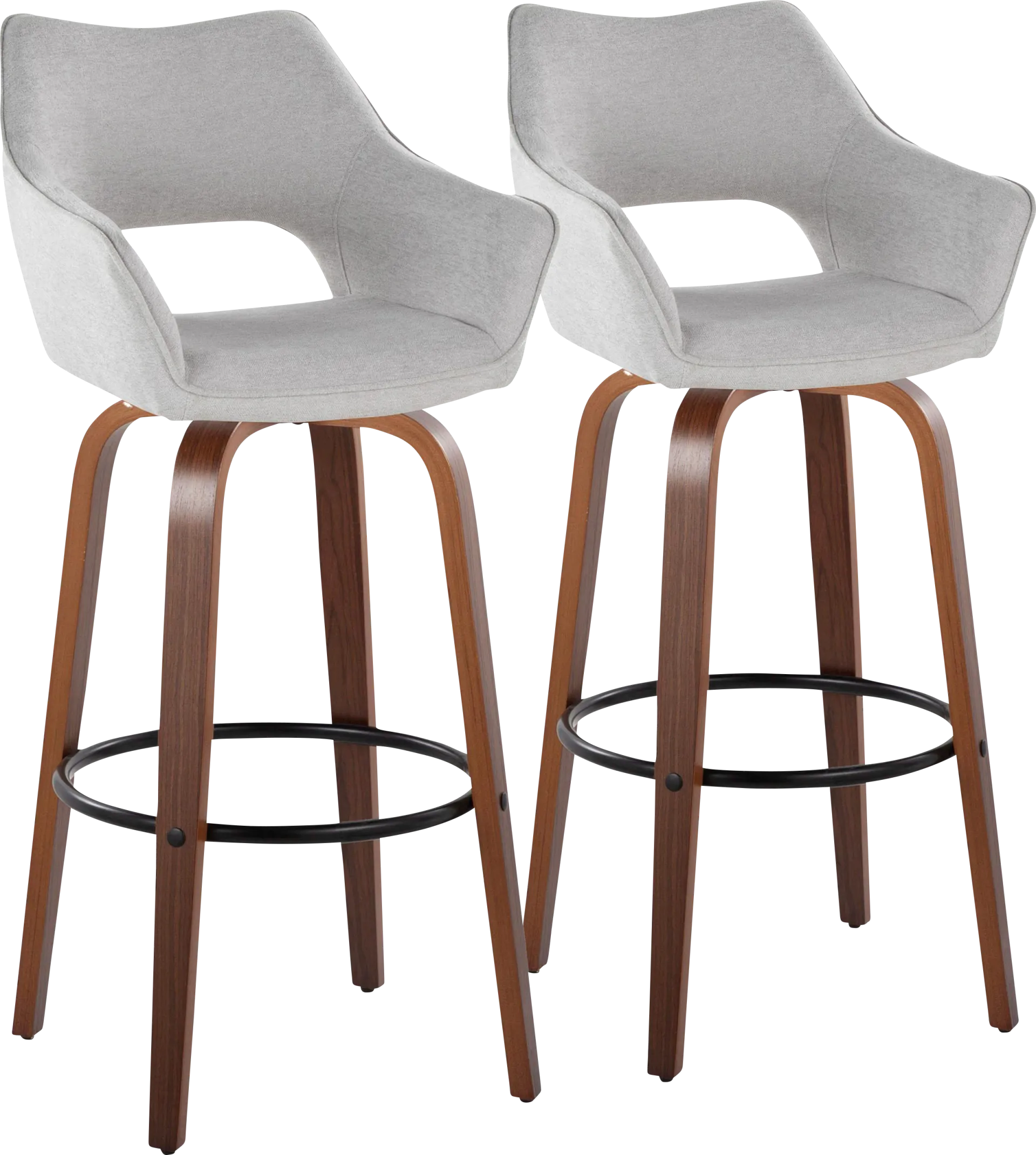 Ovur II Gray Swivel Barstool, Set of 2 - Image 1