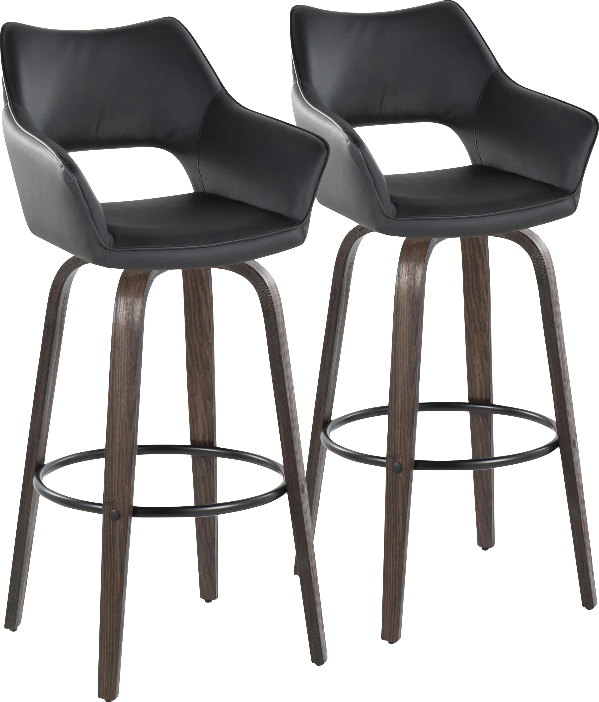 Ovur III Black Swivel Barstool, Set of 2 - Thumbnail - Image 1