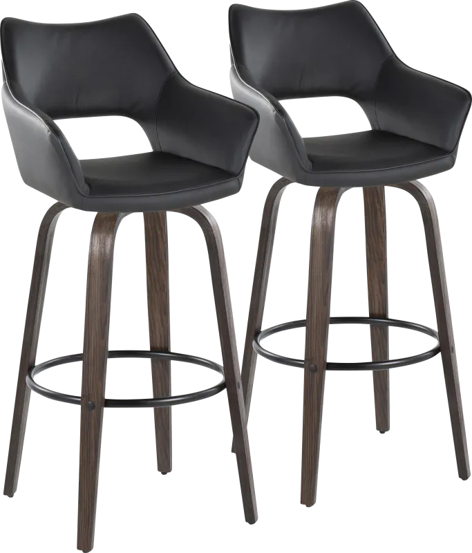 Ovur III Black Swivel Barstool, Set of 2