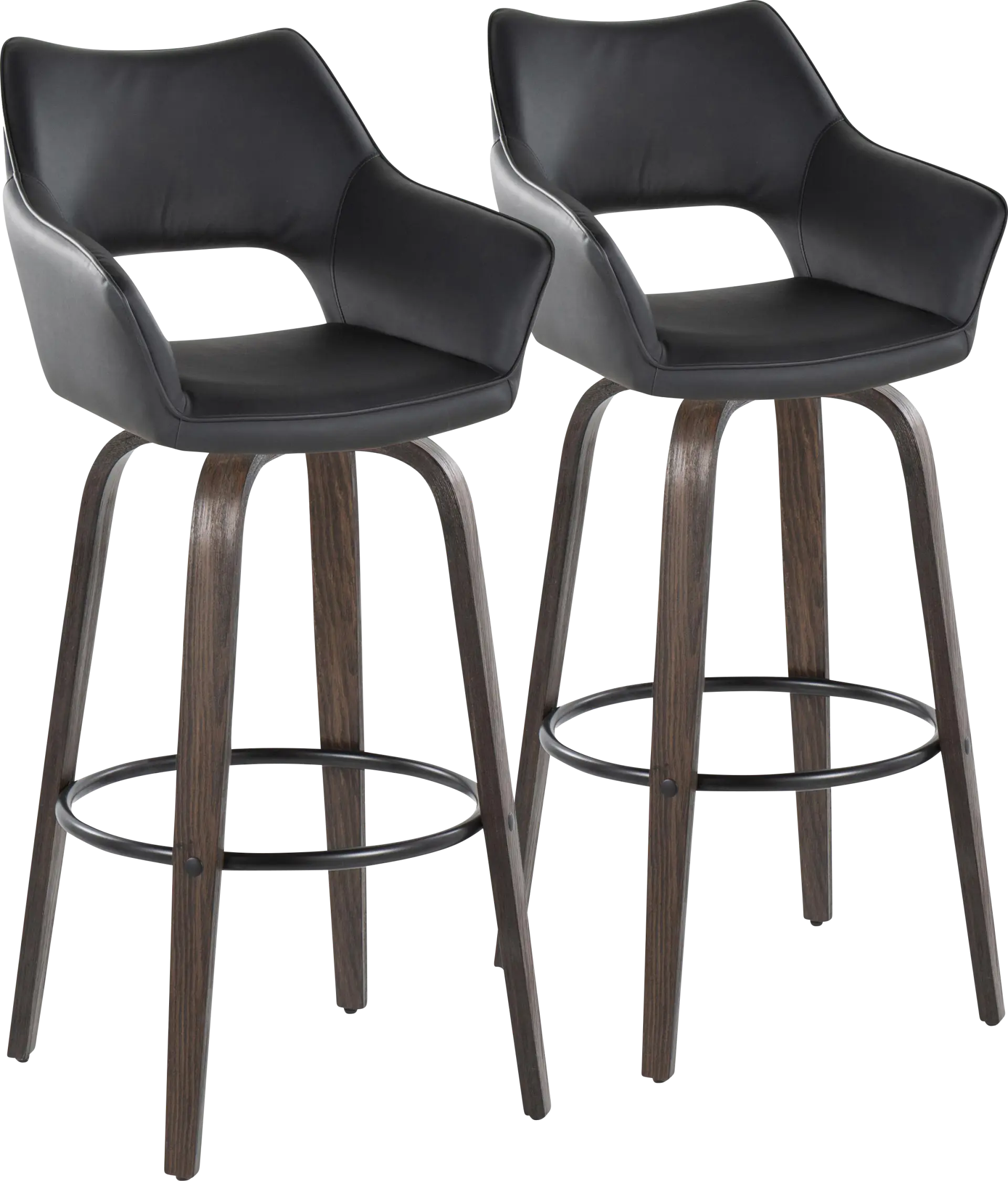 Ovur III Black Swivel Barstool, Set of 2