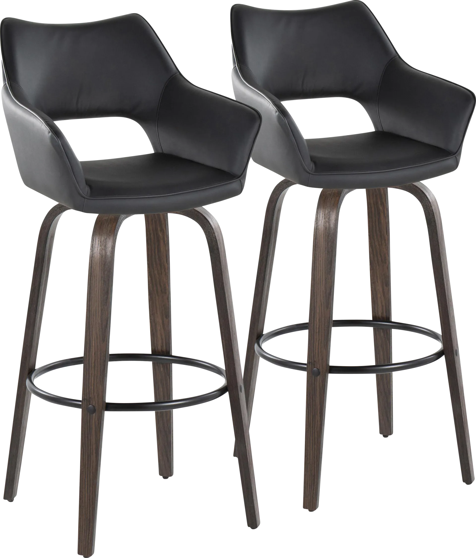 Ovur III Black Swivel Barstool, Set of 2 - Image 1