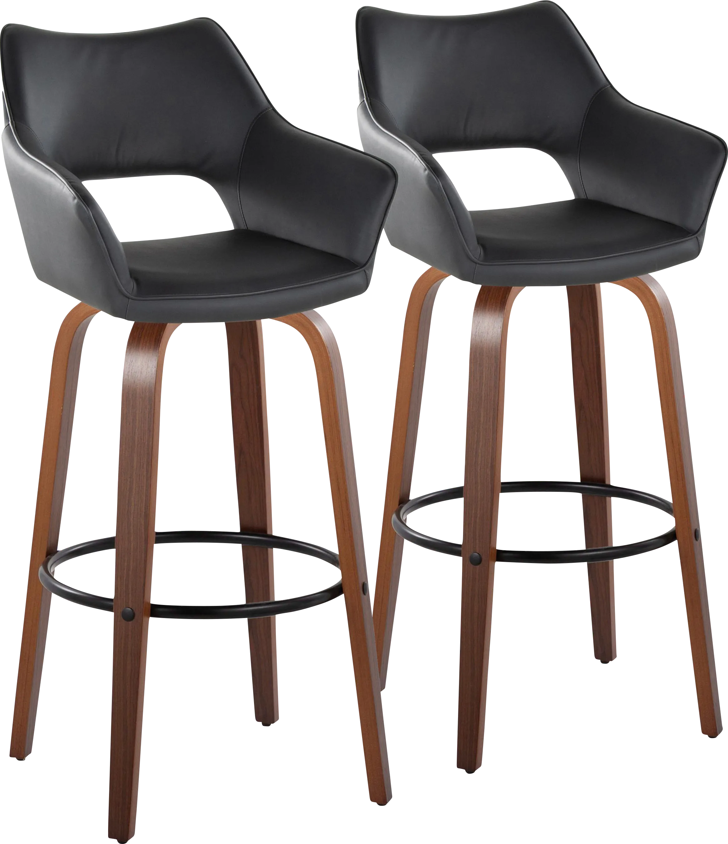 Ovur IV Black Swivel Barstool, Set of 2 - Thumbnail - Image 1