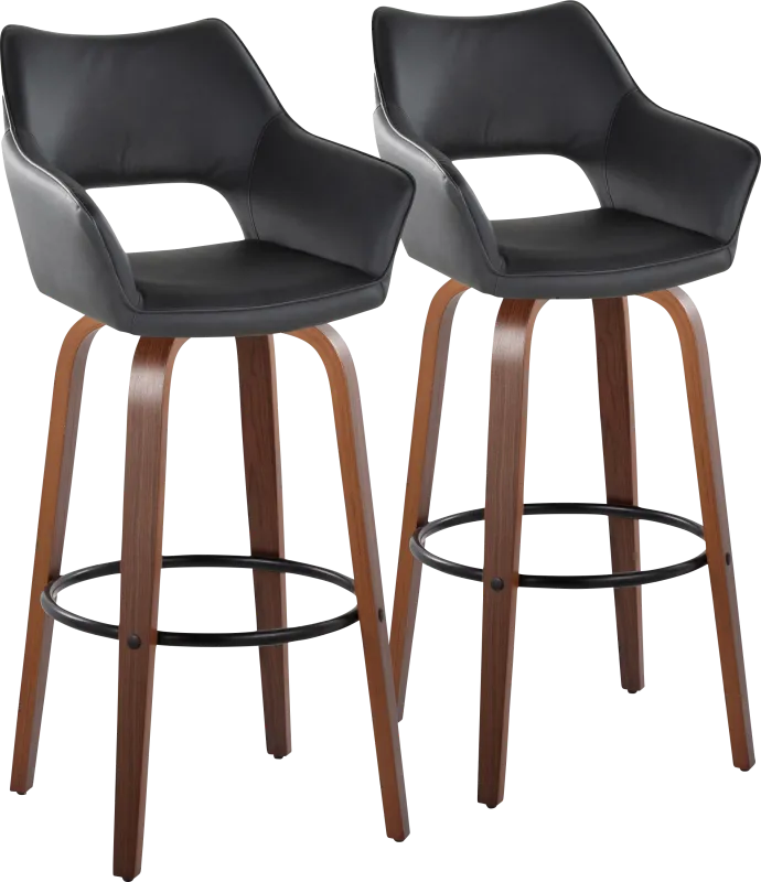 Ovur IV Black Swivel Barstool, Set of 2