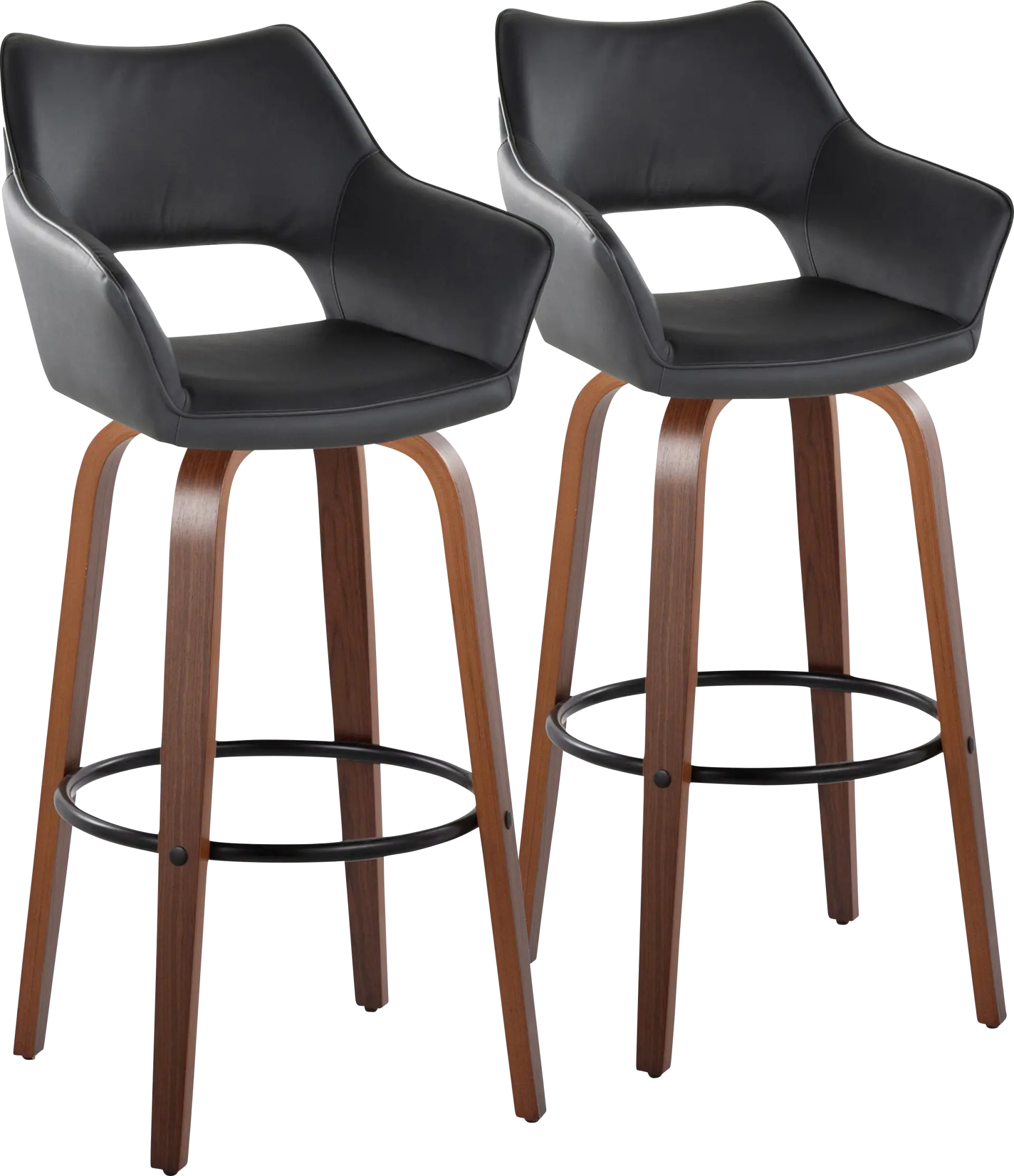 Ovur IV Black Swivel Barstool, Set of 2