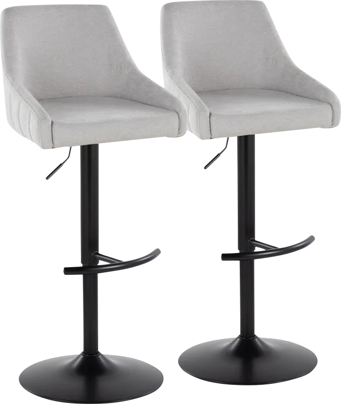 Ashlynd II Gray Adjustable Swivel Barstool, Set of 2