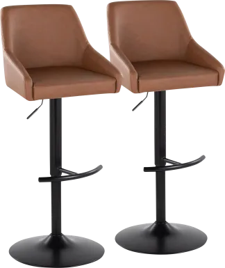 Ashlynd II Camel Adjustable Swivel Barstool, Set of 2