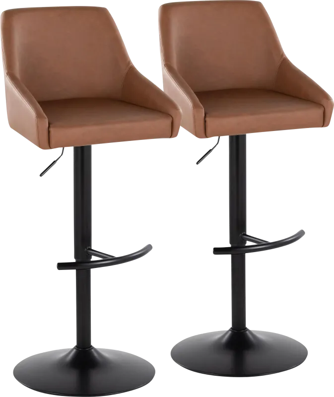 Ashlynd II Camel Adjustable Swivel Barstool, Set of 2