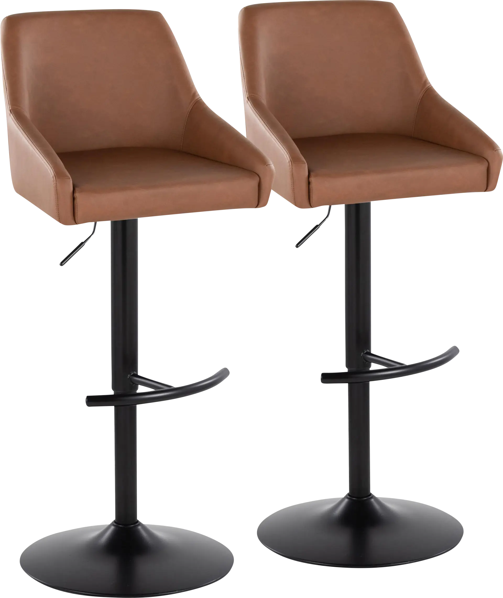 Ashlynd II Camel Adjustable Swivel Barstool, Set of 2