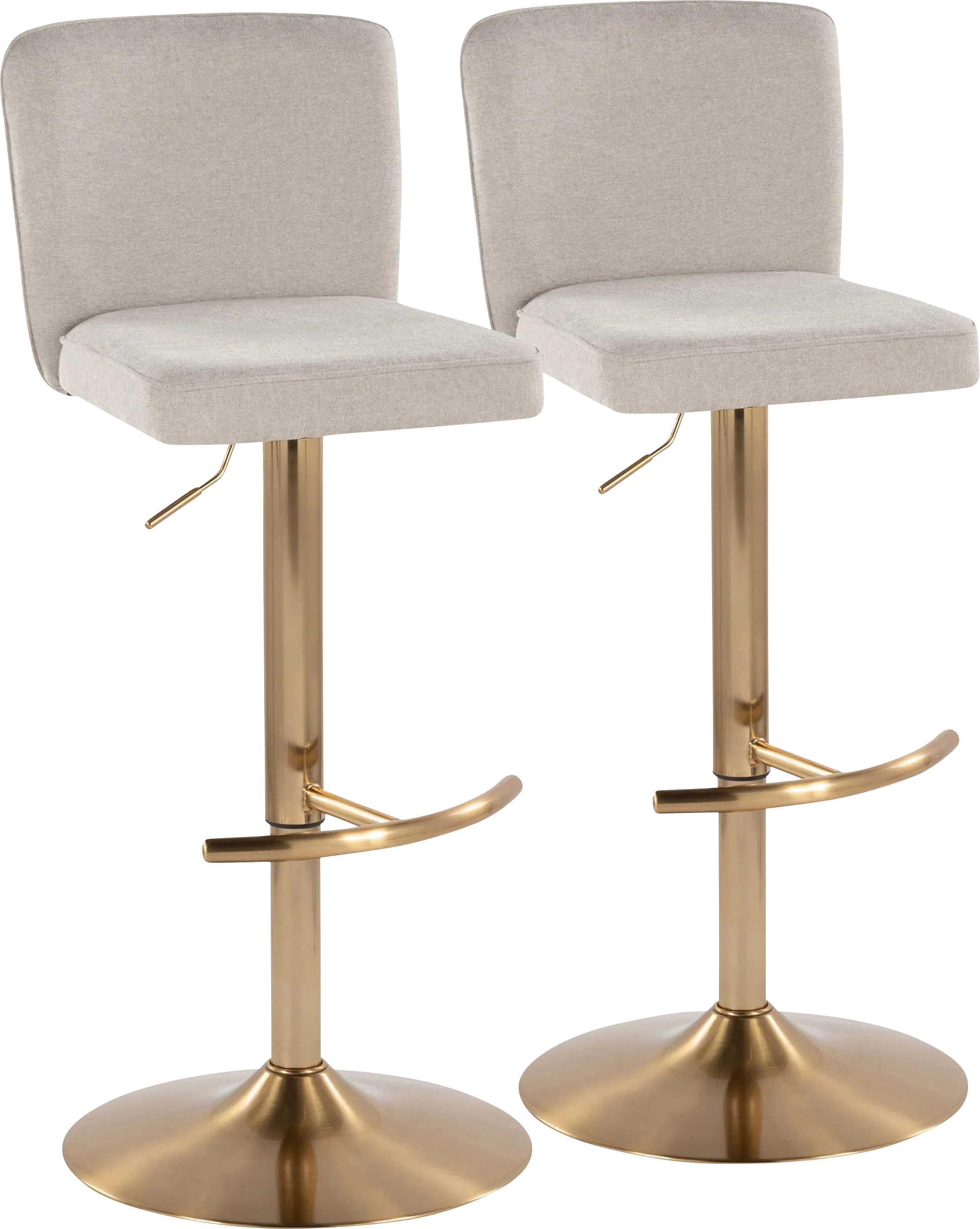 Marcei Beige Adjustable Swivel Barstool, Set of 2 - Thumbnail - Image 1
