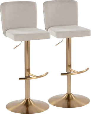 Marcei Beige Adjustable Swivel Barstool, Set of 2