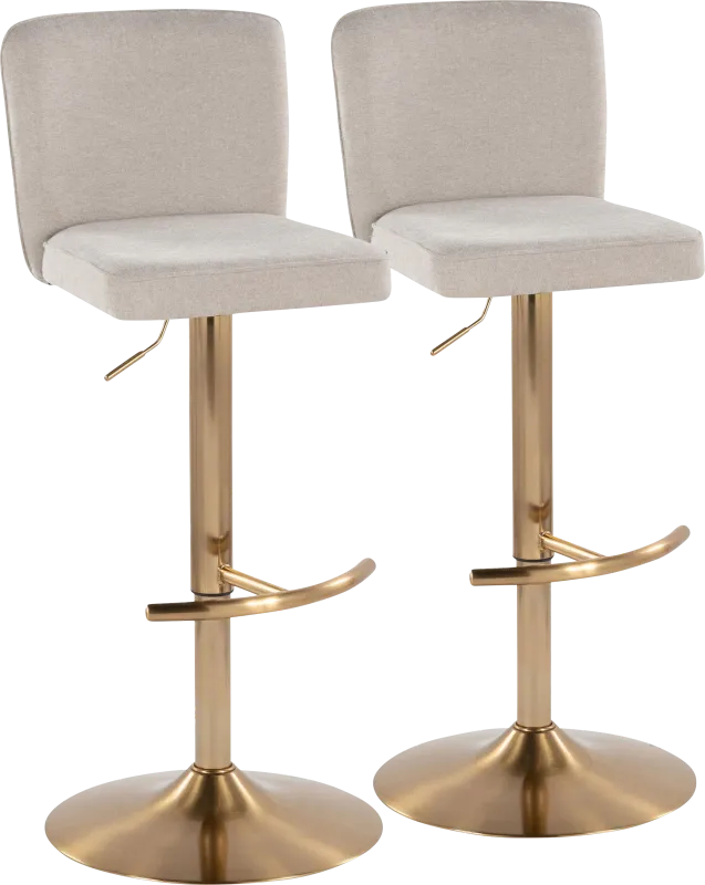 Marcei Beige Adjustable Swivel Barstool, Set of 2