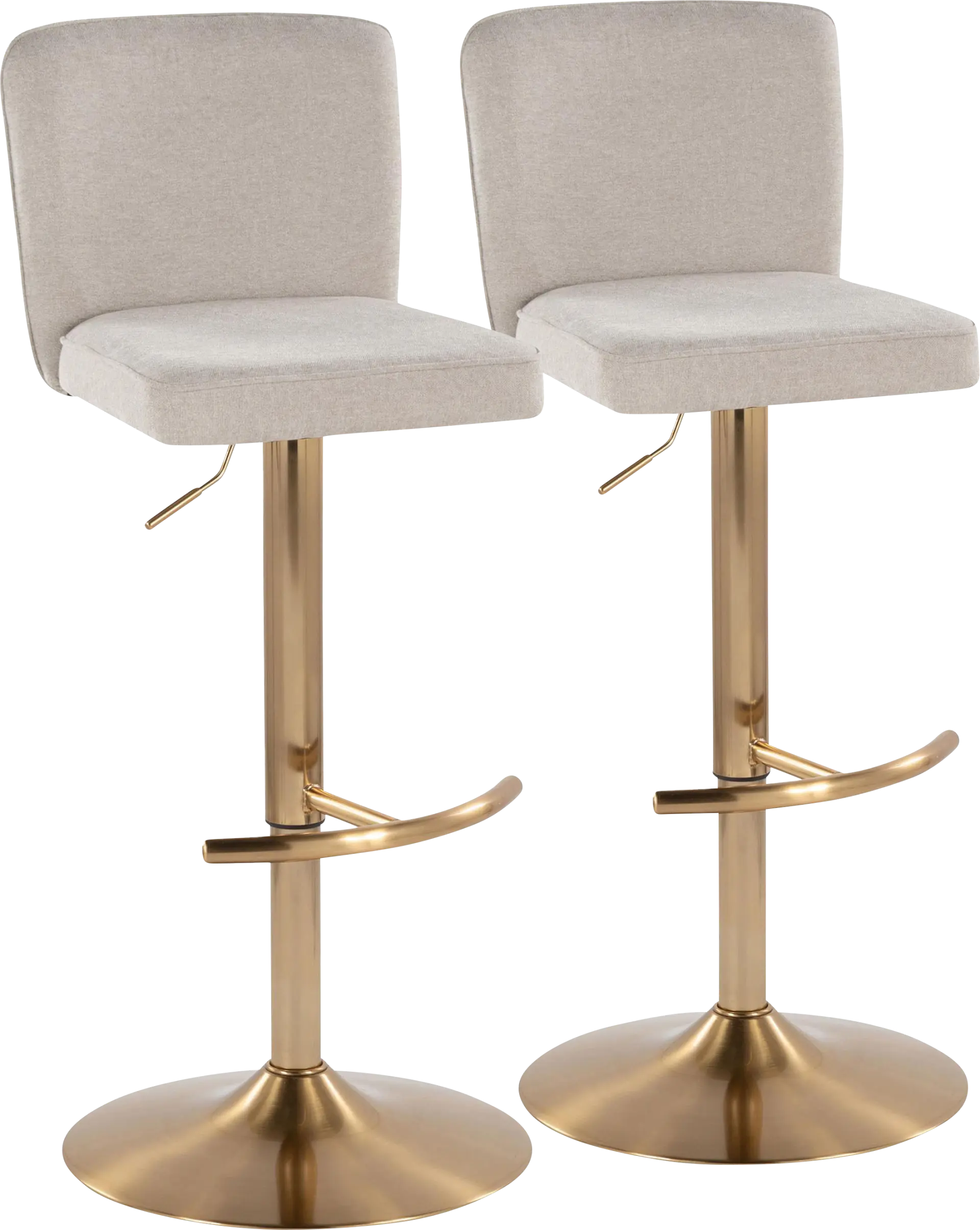 Marcei Beige Adjustable Swivel Barstool, Set of 2
