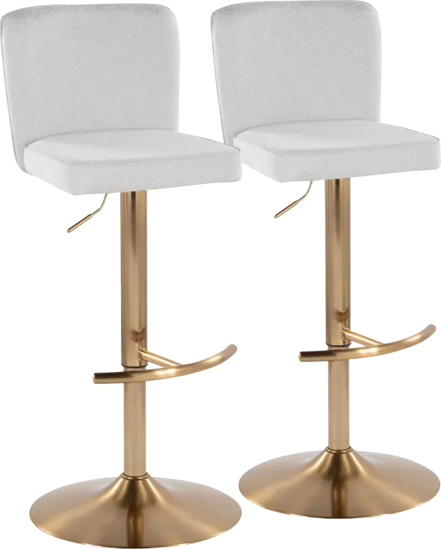 Marcei White Adjustable Swivel Barstool, Set of 2