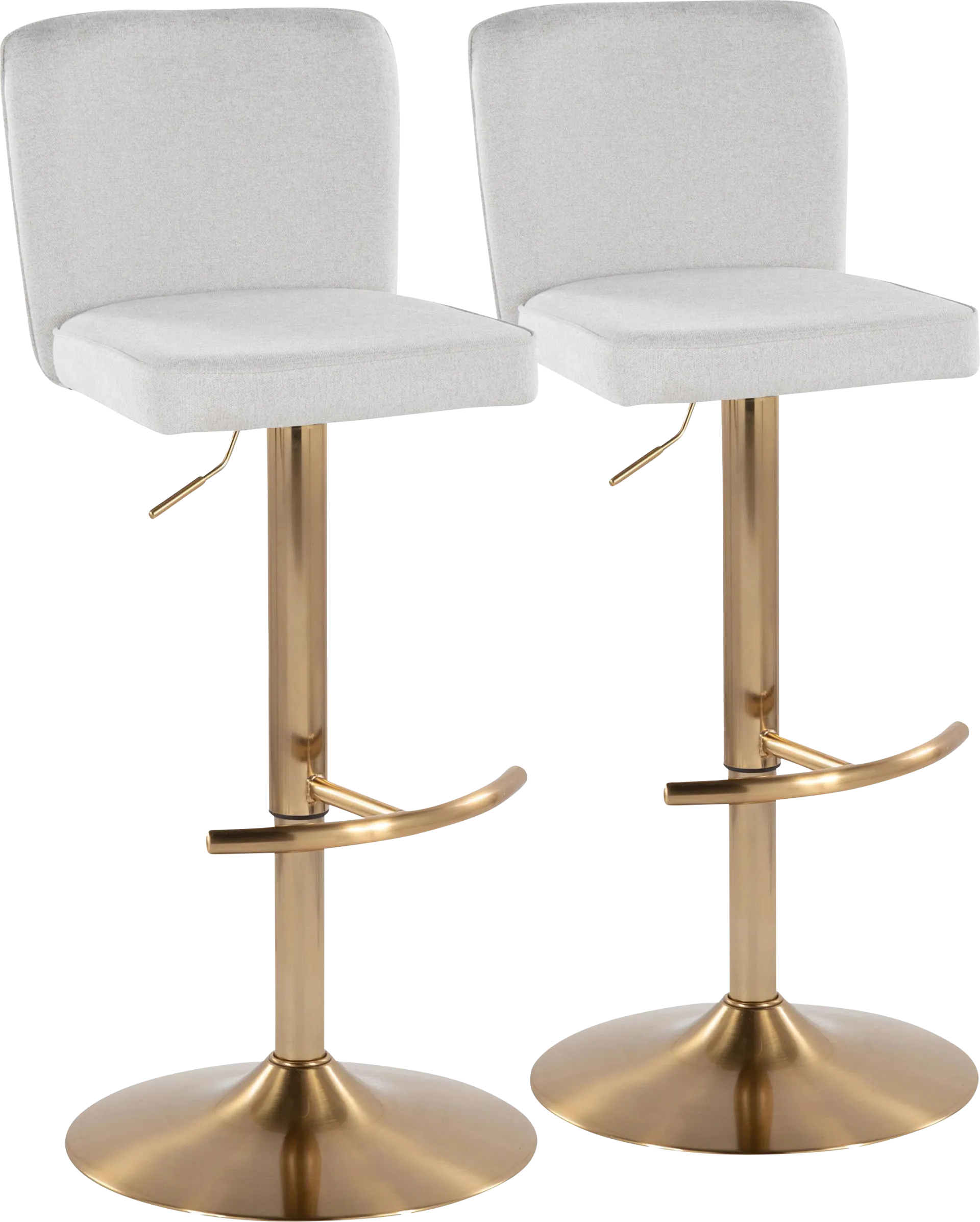 Marcei White Adjustable Swivel Barstool, Set of 2 - Image 1