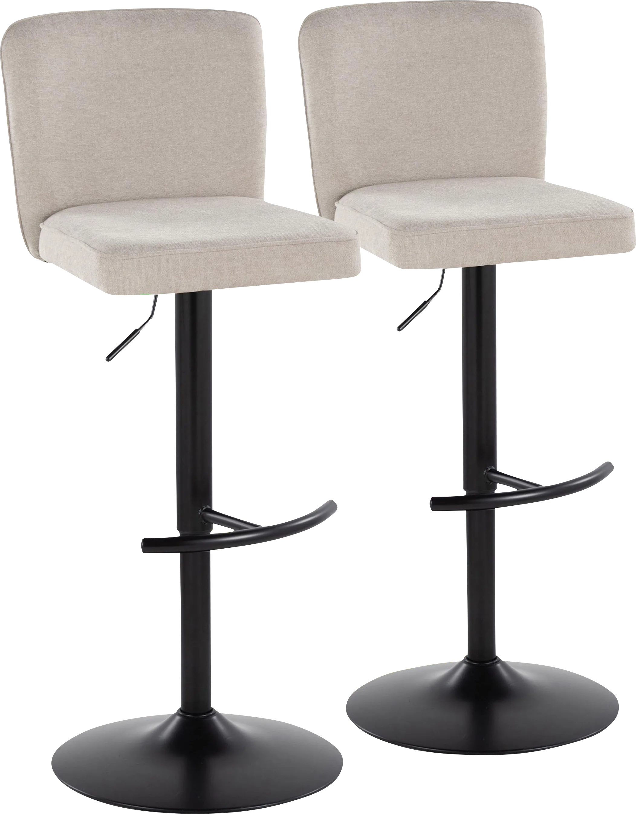 Marcei I Beige Adjustable Swivel Barstool, Set of 2 - Thumbnail - Image 1