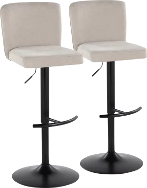 Marcei I Beige Adjustable Swivel Barstool, Set of 2