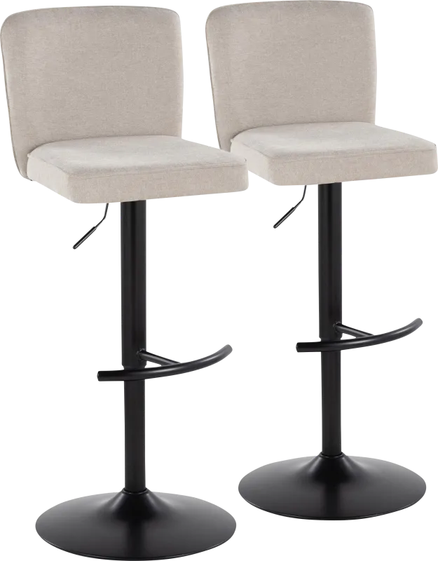Marcei I Beige Adjustable Swivel Barstool, Set of 2