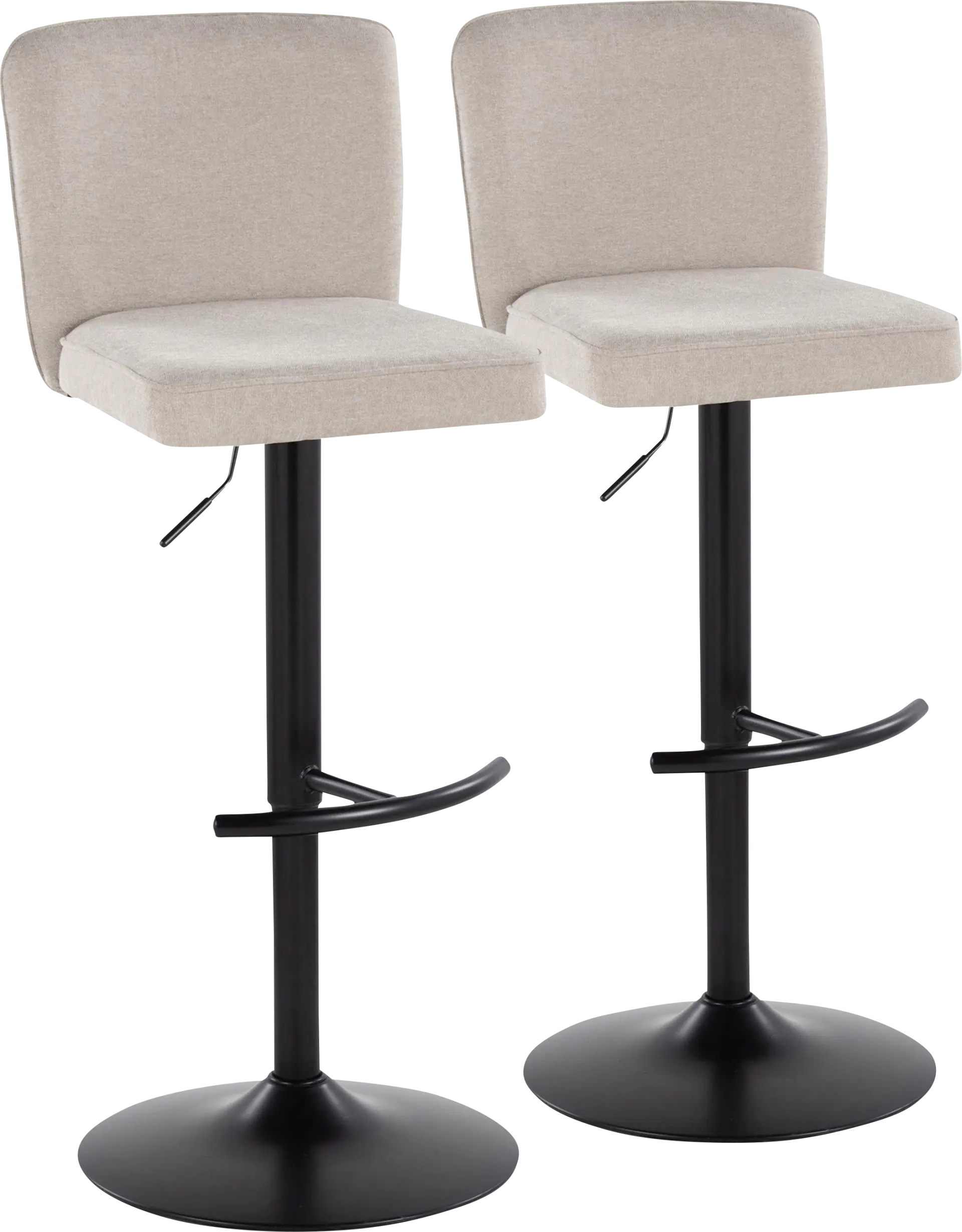 Marcei I Beige Adjustable Swivel Barstool, Set of 2