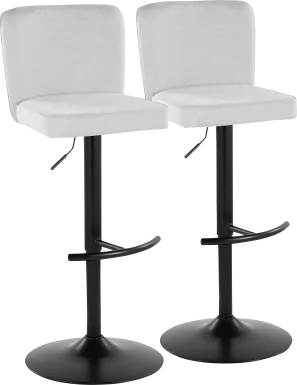 Marcei I White Adjustable Swivel Barstool, Set of 2