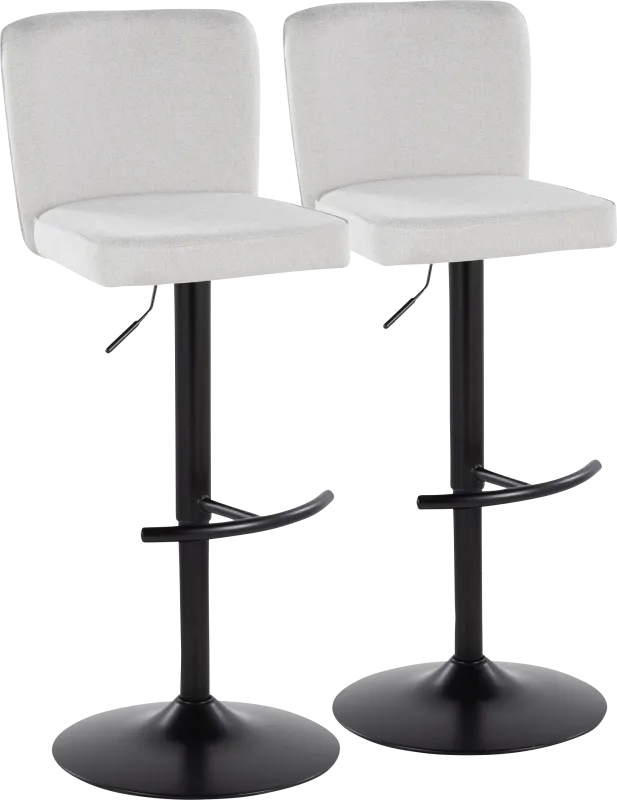 Marcei I White Adjustable Swivel Barstool, Set of 2