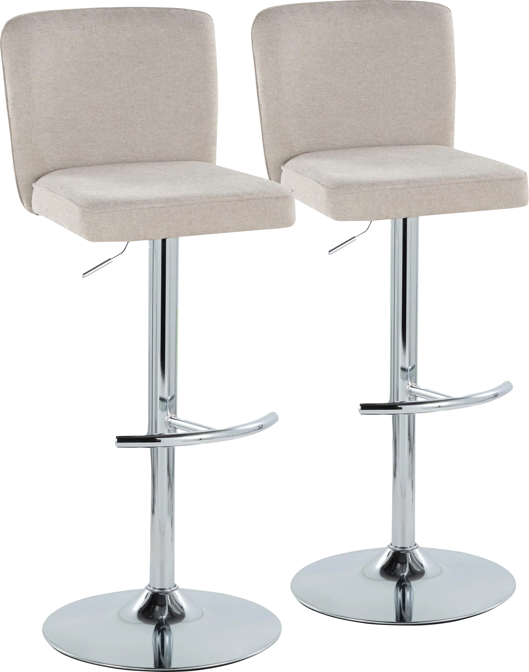Marcei II Beige Adjustable Swivel Barstool, Set of 2 - Thumbnail - Image 1