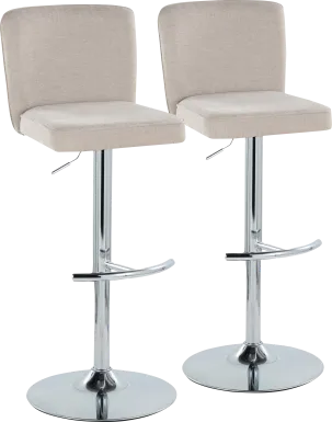 Marcei II Beige Adjustable Swivel Barstool, Set of 2