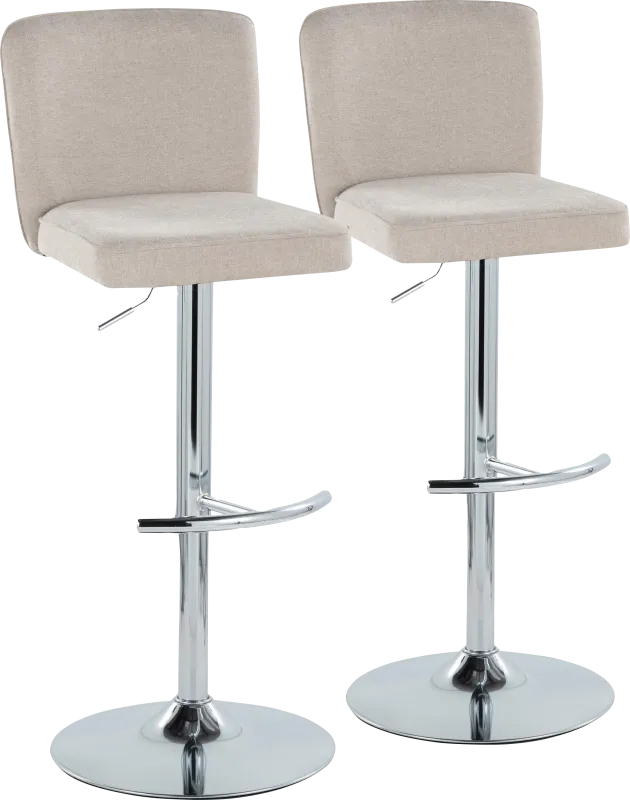 Marcei II Beige Adjustable Swivel Barstool, Set of 2