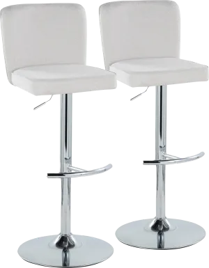 Marcei II White Adjustable Swivel Barstool, Set of 2