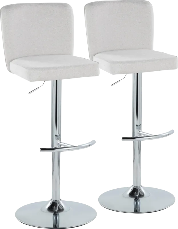Marcei II White Adjustable Swivel Barstool, Set of 2