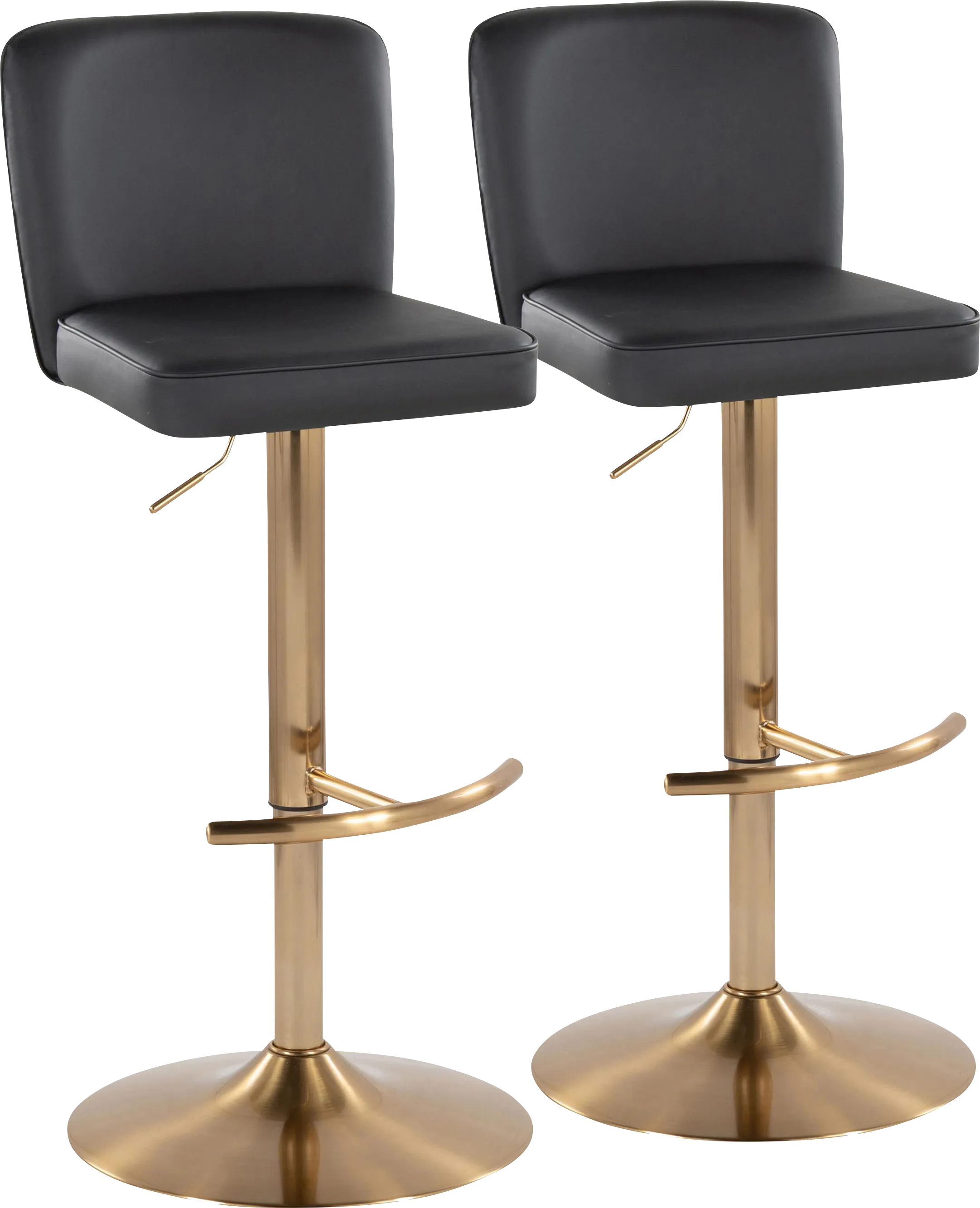 Marcei III Black Adjustable Swivel Barstool, Set of 2 - Thumbnail - Image 1