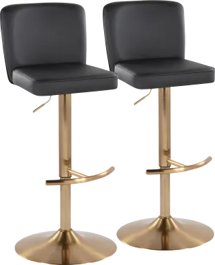 Marcei III Black Adjustable Swivel Barstool, Set of 2