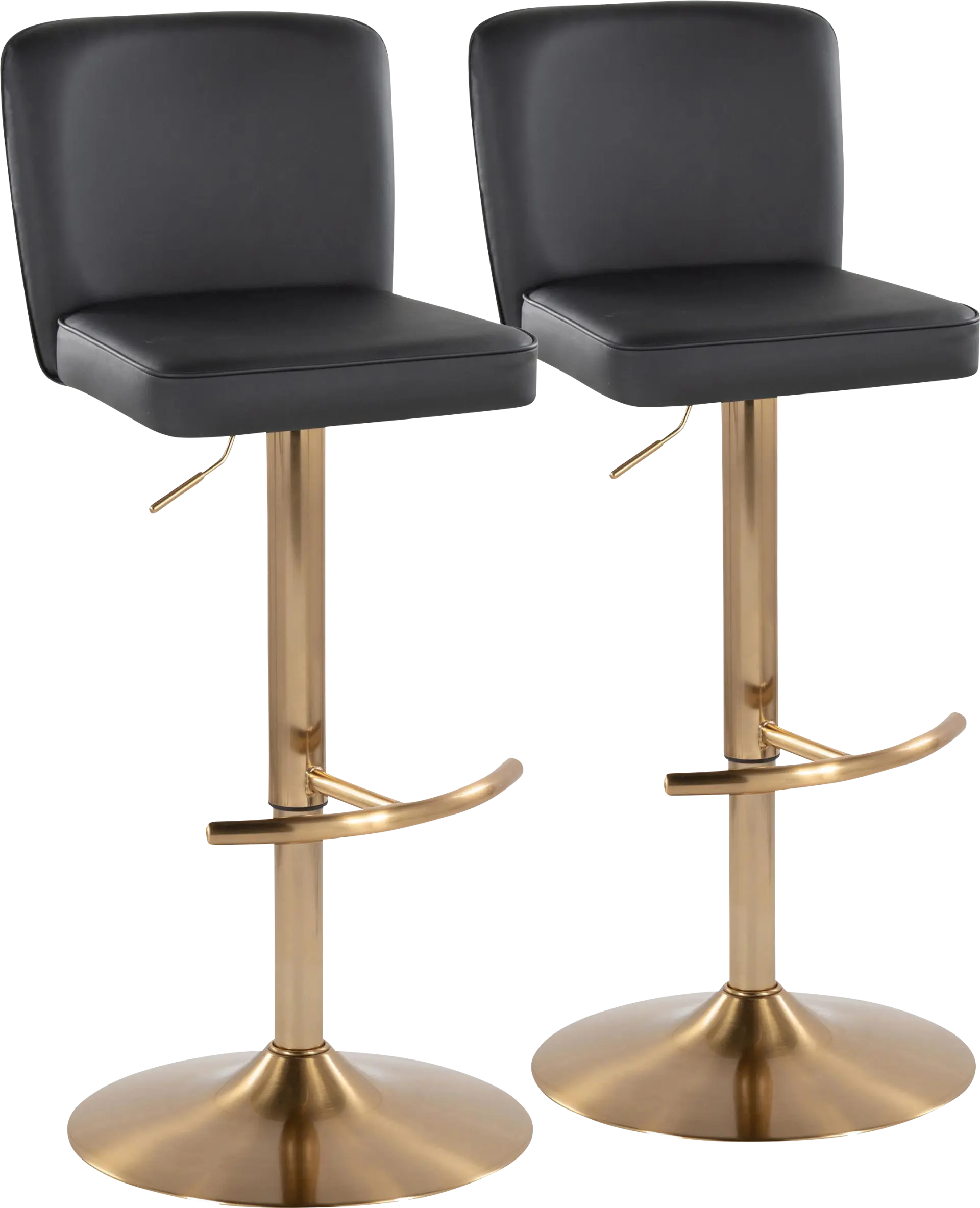 Marcei III Black Adjustable Swivel Barstool, Set of 2