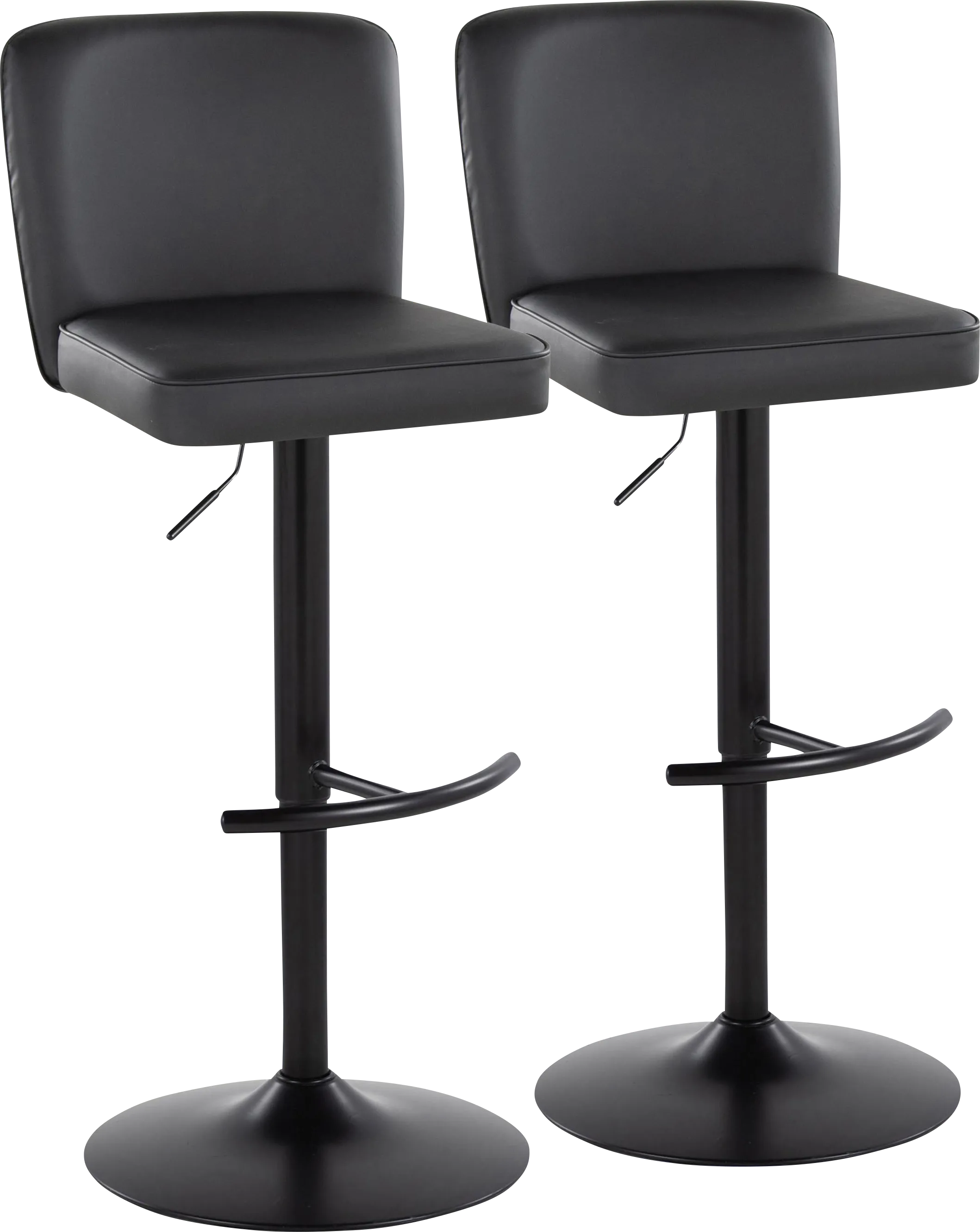 Marcei I Black Adjustable Swivel Barstool, Set of 2 - Thumbnail - Image 1