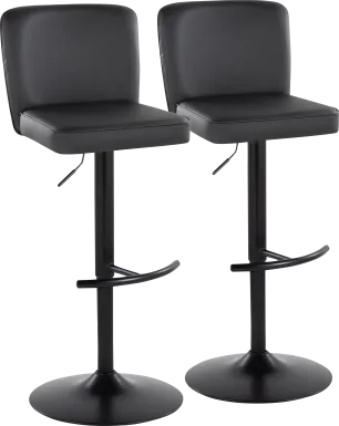 Marcei I Black Adjustable Swivel Barstool, Set of 2