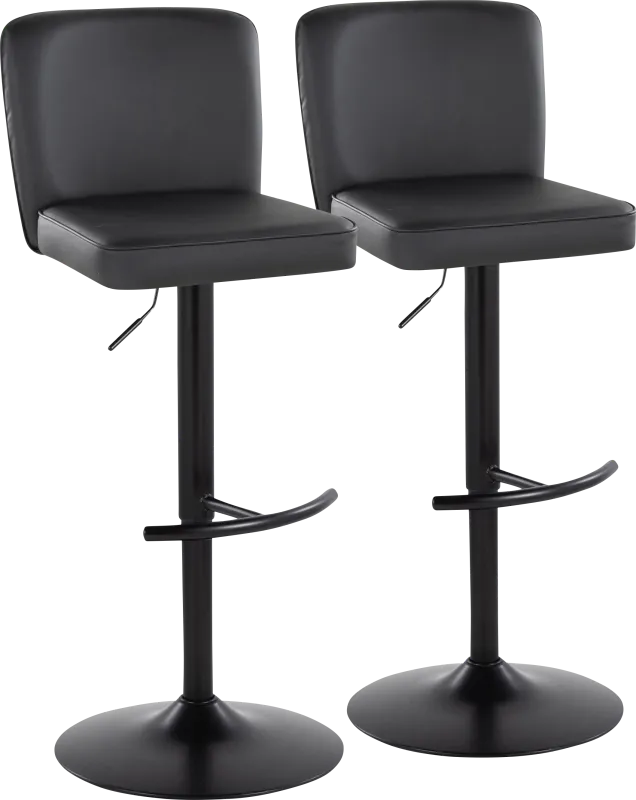 Marcei I Black Adjustable Swivel Barstool, Set of 2