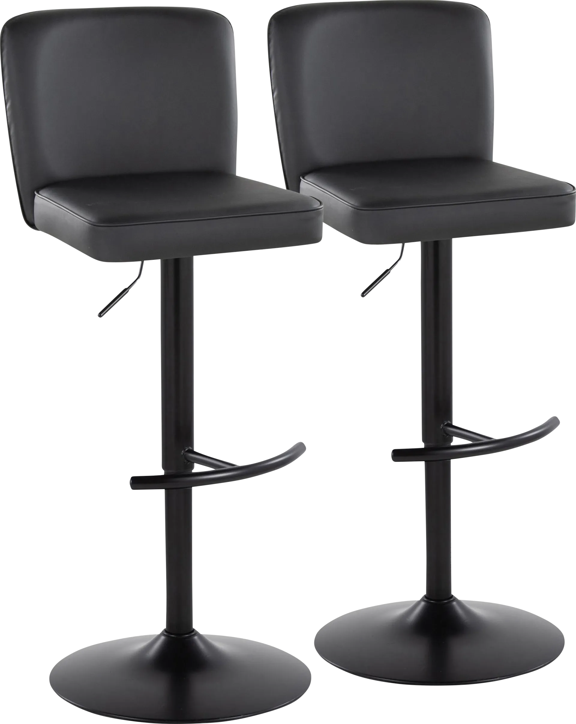 Marcei I Black Adjustable Swivel Barstool, Set of 2 - Image 1