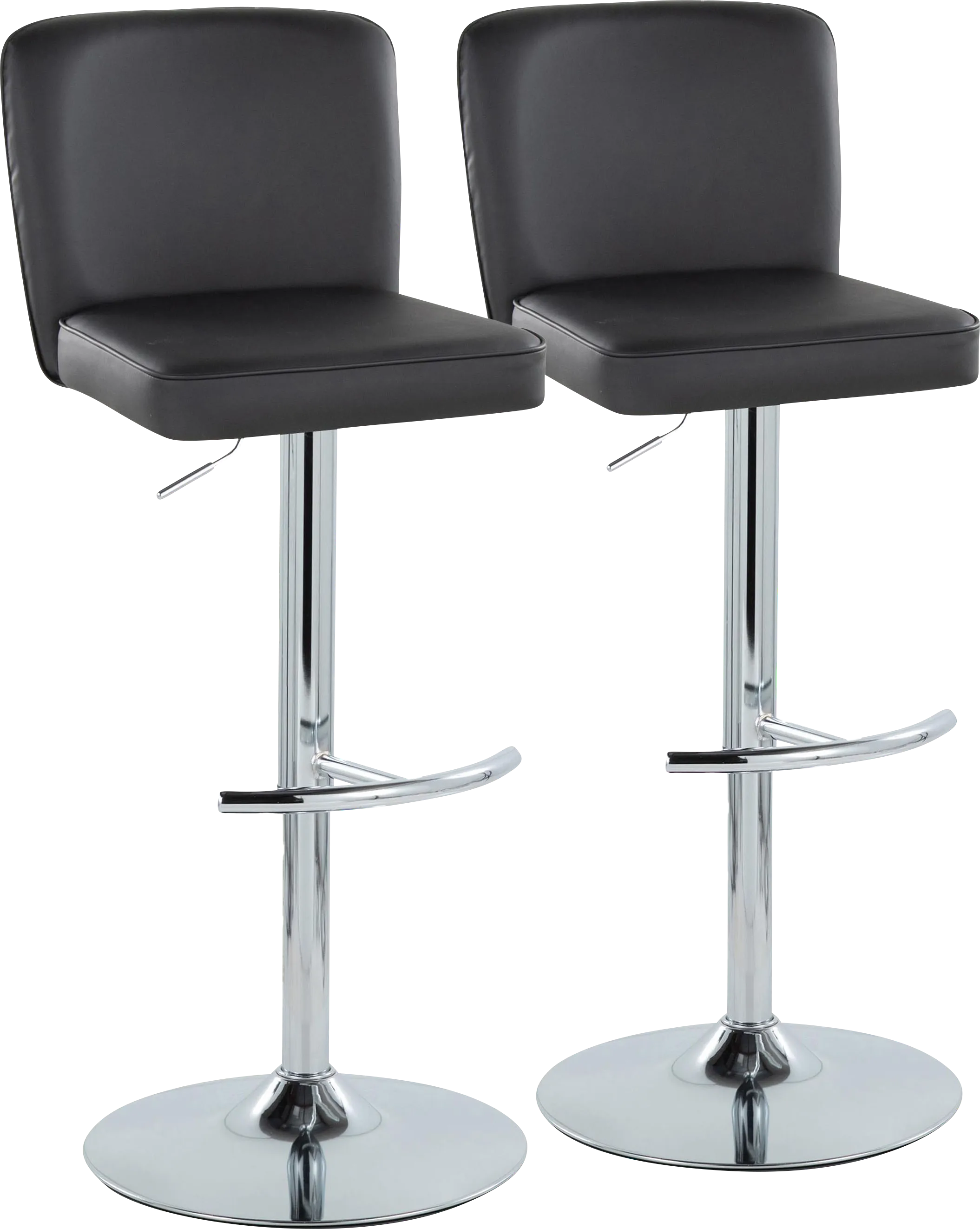 Marcei II Black Adjustable Swivel Barstool, Set of 2 - Thumbnail - Image 1