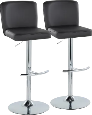 Marcei II Black Adjustable Swivel Barstool, Set of 2