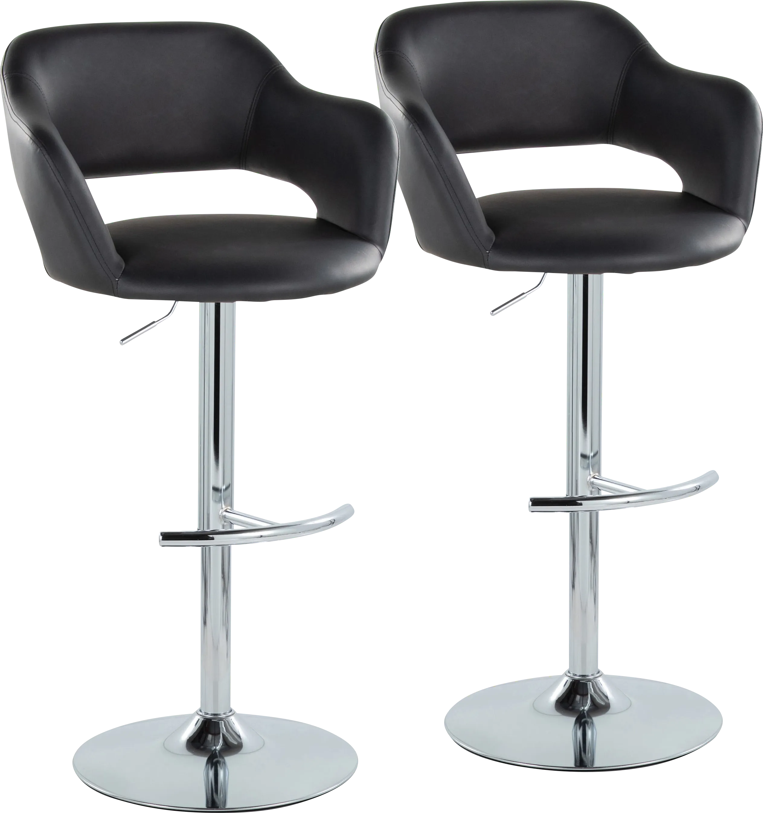Toune Black Adjustable Swivel Barstool, Set of 2 - Thumbnail - Image 1