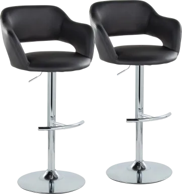 Toune Black Adjustable Swivel Barstool, Set of 2