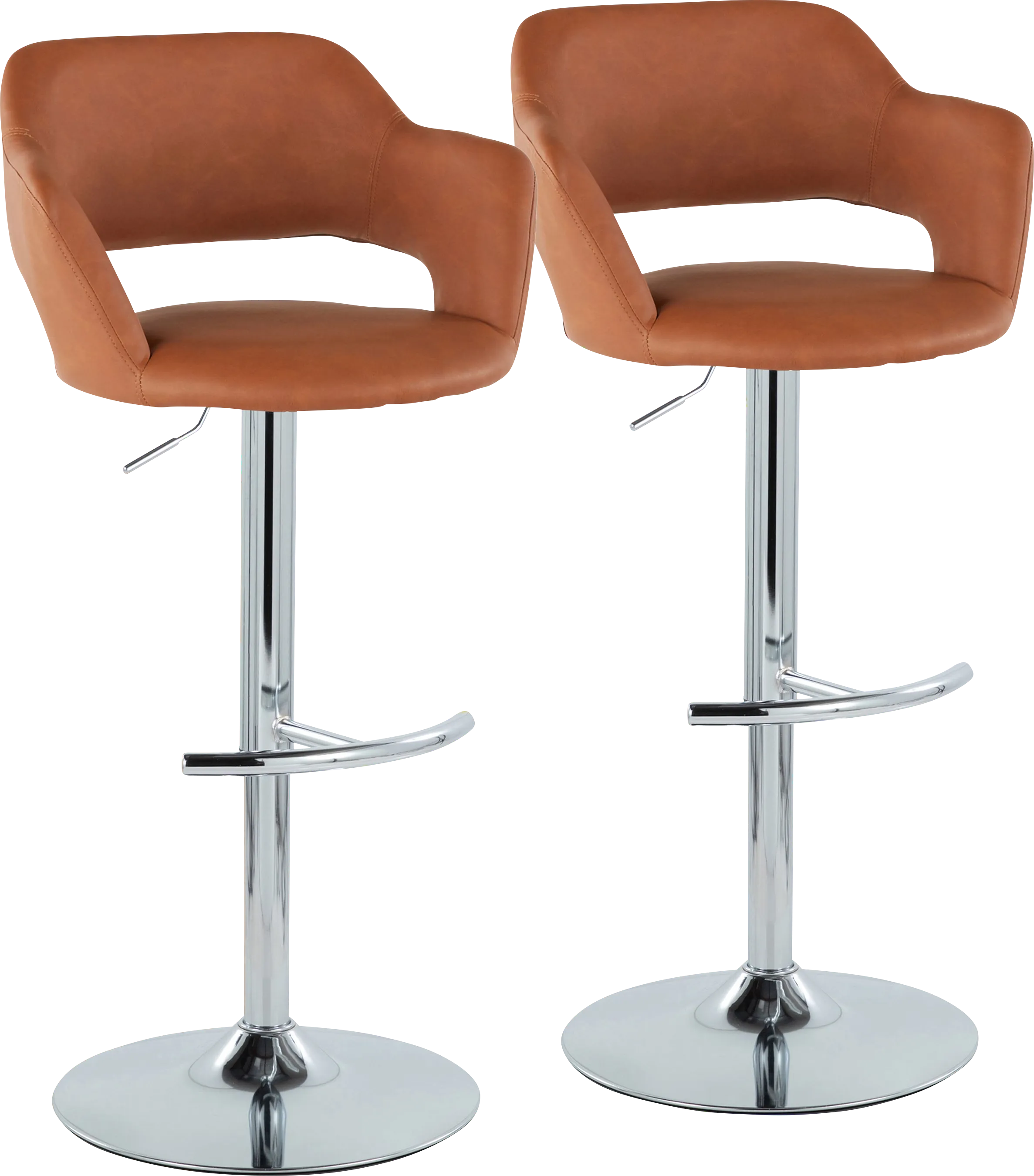 Toune Brown Adjustable Swivel Barstool, Set of 2 - Thumbnail - Image 1