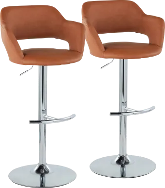 Toune Brown Adjustable Swivel Barstool, Set of 2