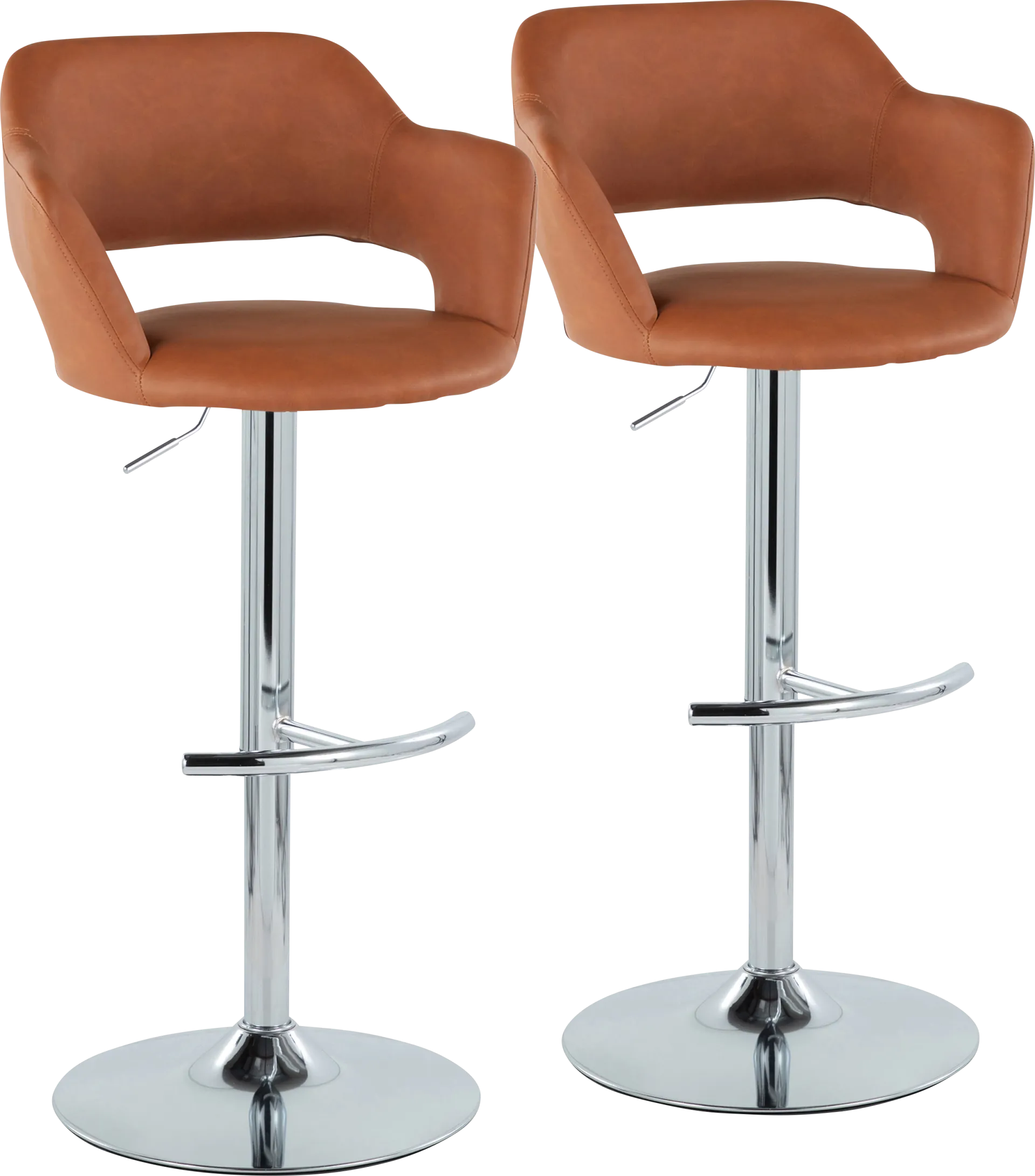 Toune Brown Adjustable Swivel Barstool, Set of 2 - Image 1