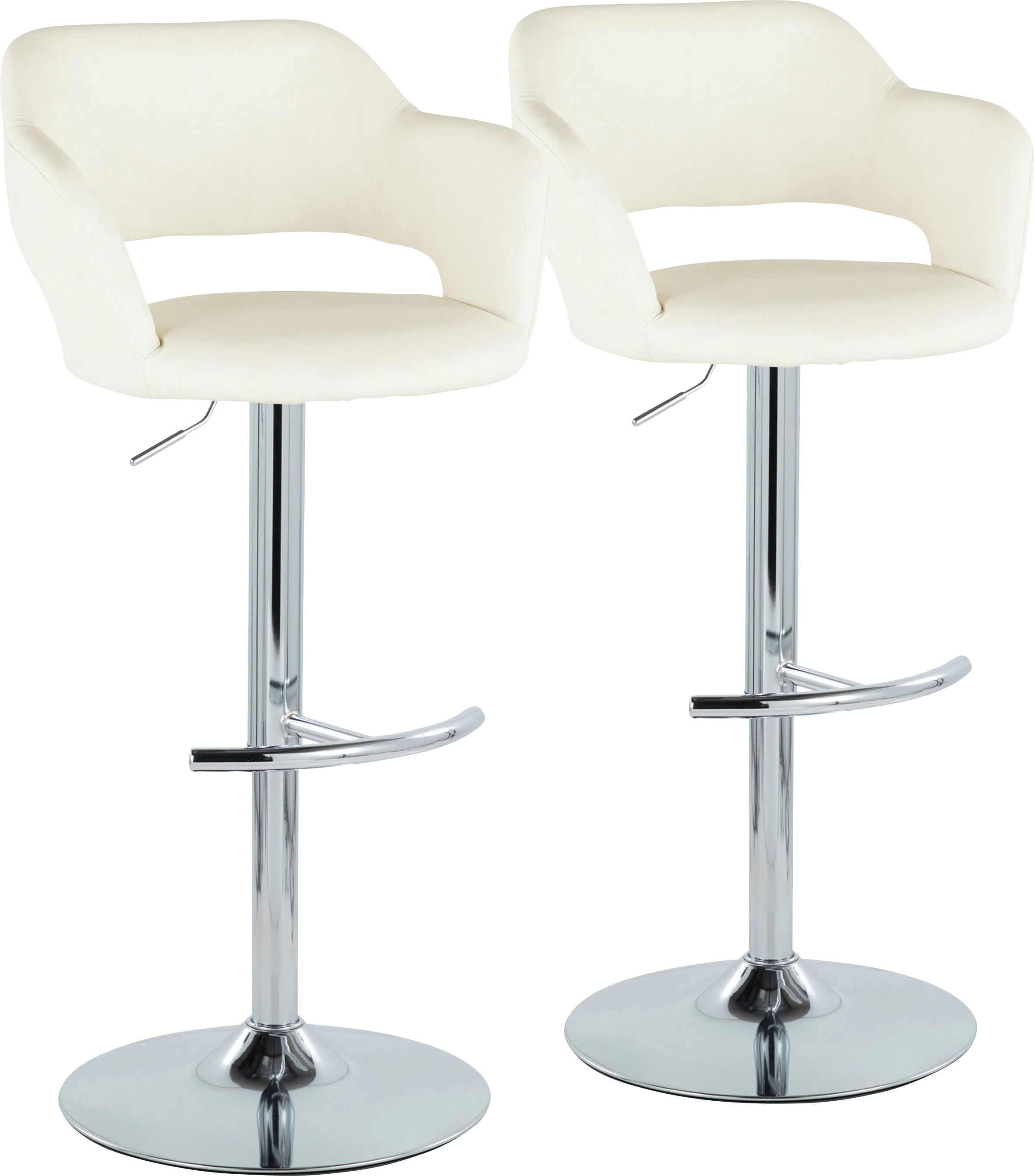 Toune Cream Adjustable Swivel Barstool, Set of 2 - Thumbnail - Image 1