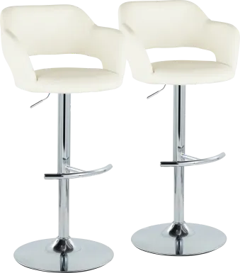 Toune Cream Adjustable Swivel Barstool, Set of 2