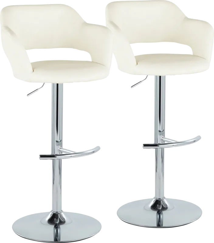 Toune Cream Adjustable Swivel Barstool, Set of 2