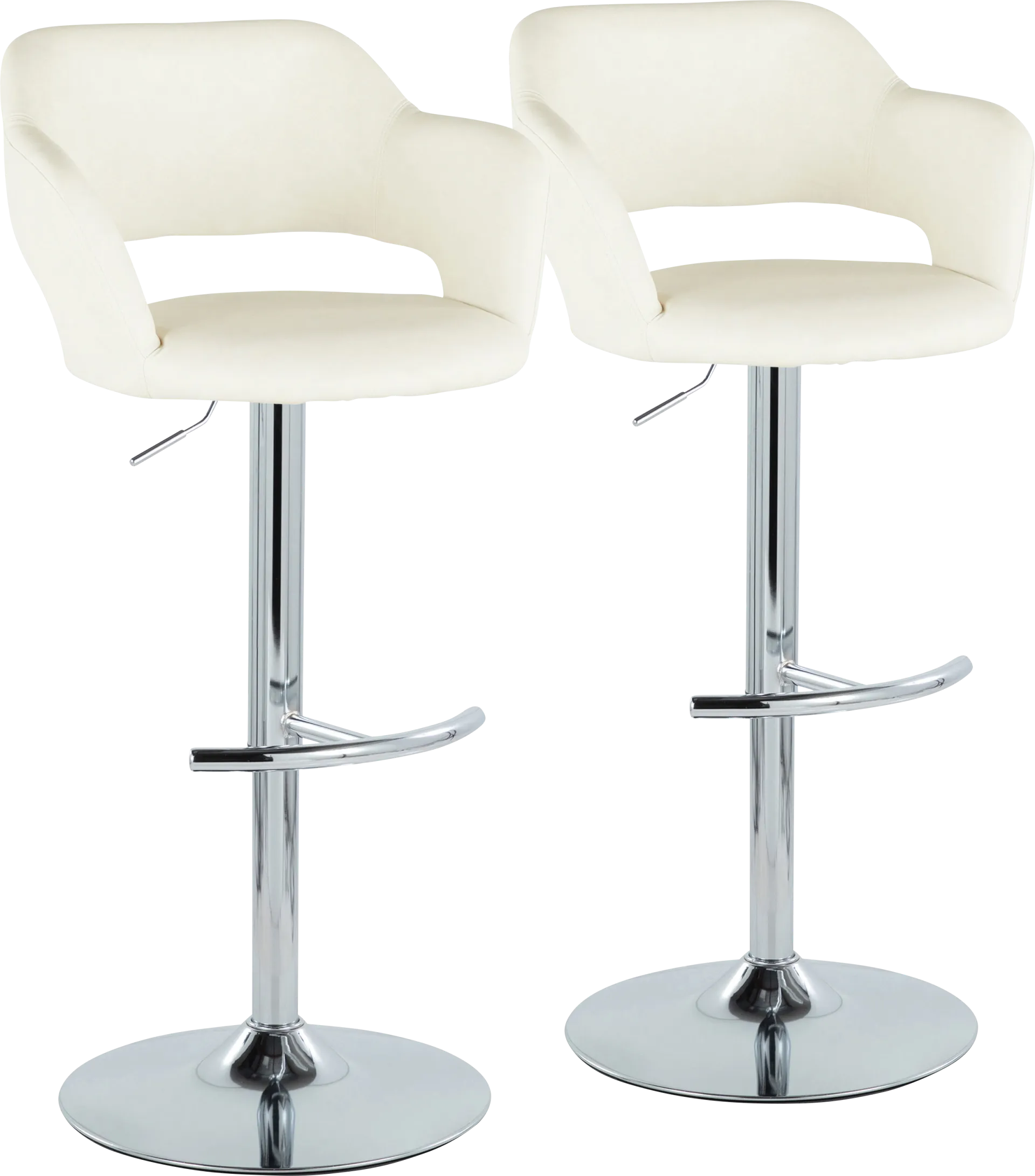 Toune Cream Adjustable Swivel Barstool, Set of 2 - Image 1